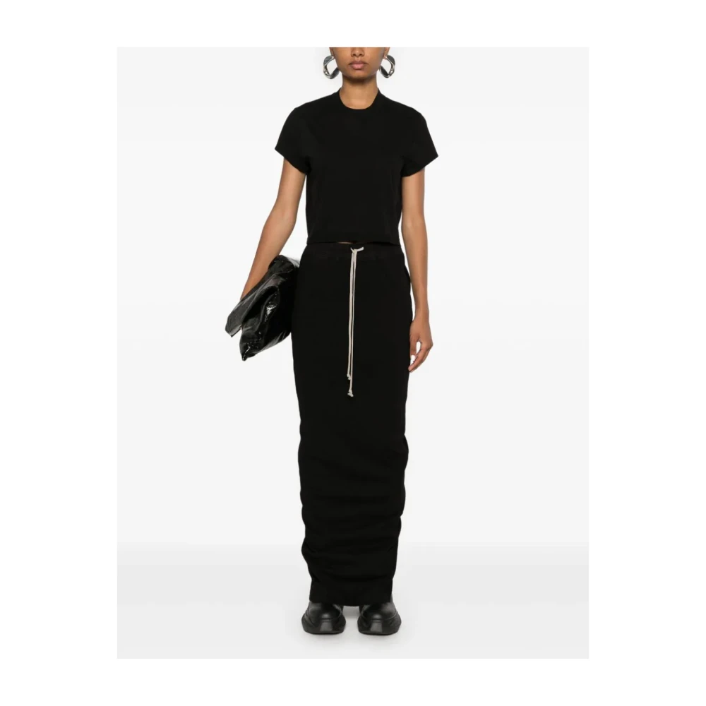 Rick Owens Zwarte Katoenen Lange Rok met Split Black Dames
