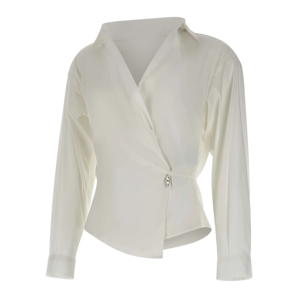 Diesel Witte Poplin Overhemd met Ovaal Logo White Dames