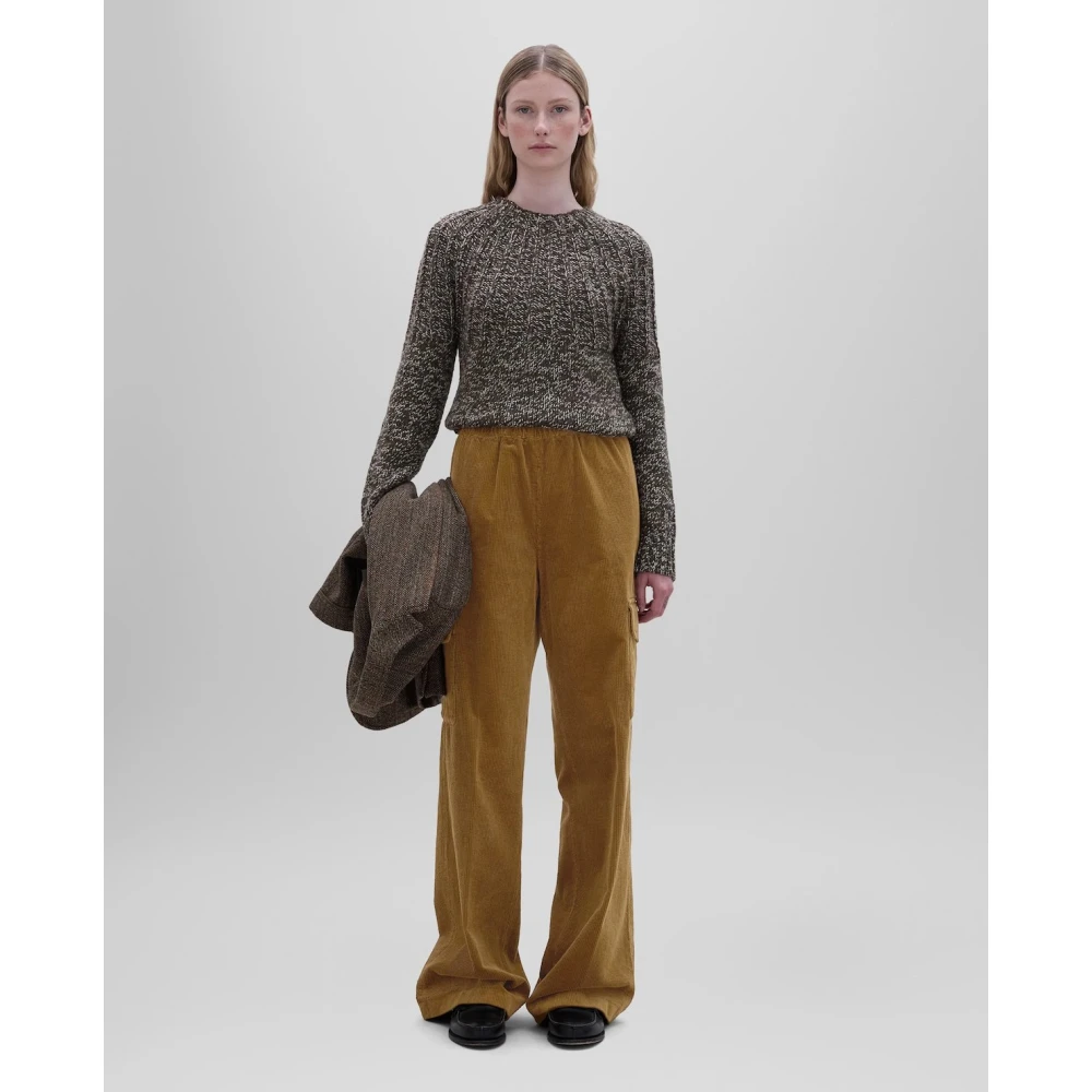 Aspesi Cargo Velvet Broek Rechte Pijp Brown Dames