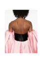 black-pink-satin-cape-dress