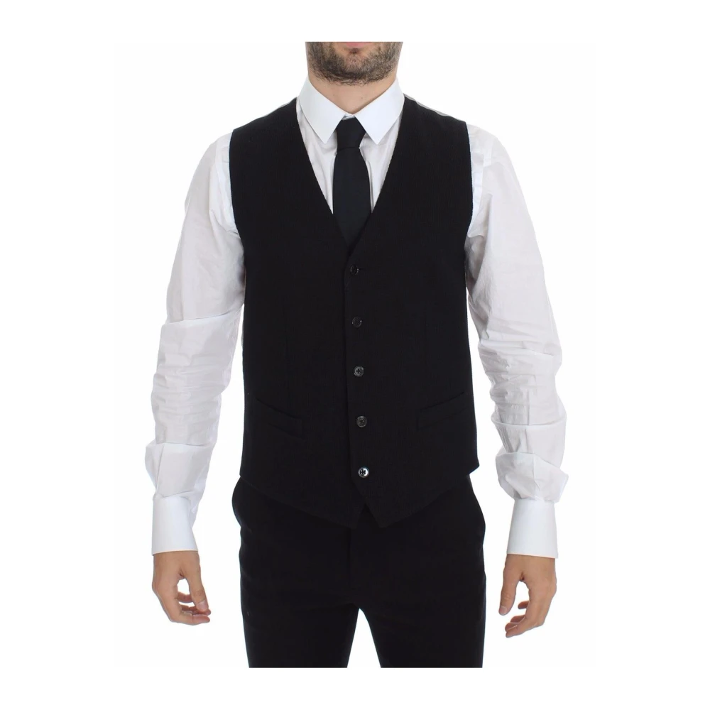 Dolce & Gabbana Men's Black Waistcoats, M, Knitted Dress Vest