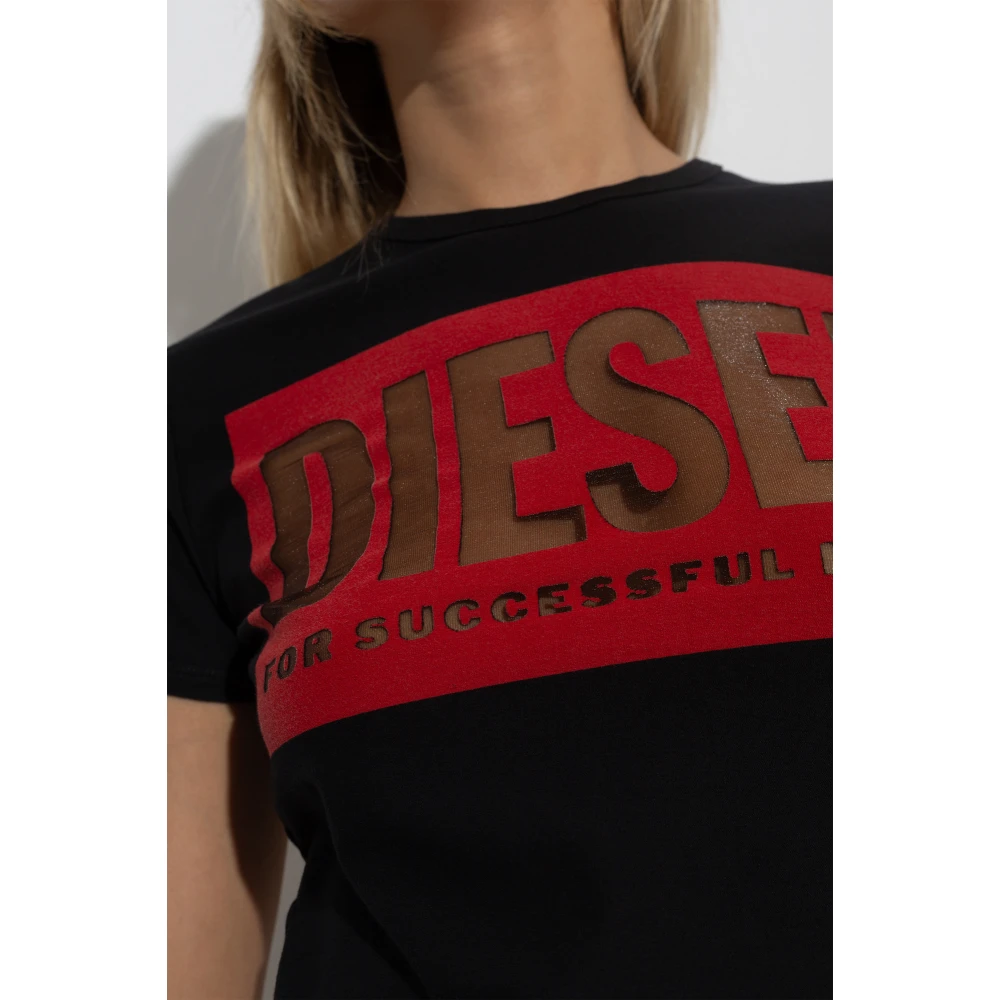 Diesel T-shirt met logo T-Malun Black Dames
