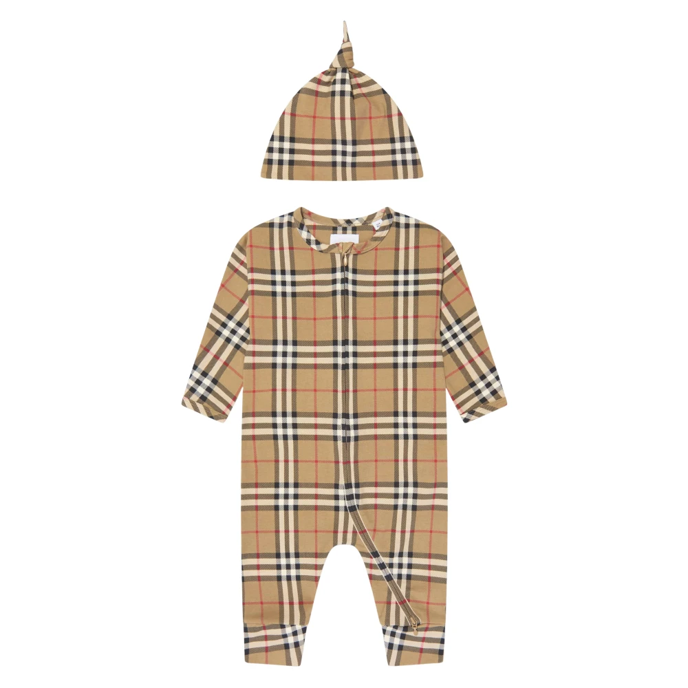 Burberry Unisex Kids Multicolor Claude Romper Set In Archive Beige Check - Kids Sets - 9 M - Kids