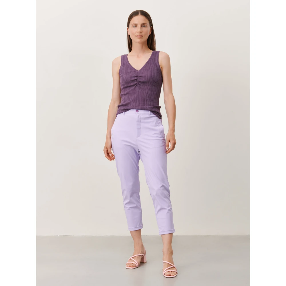 Jane Lushka Chino Style Cropped Pants | Lila Purple Dames