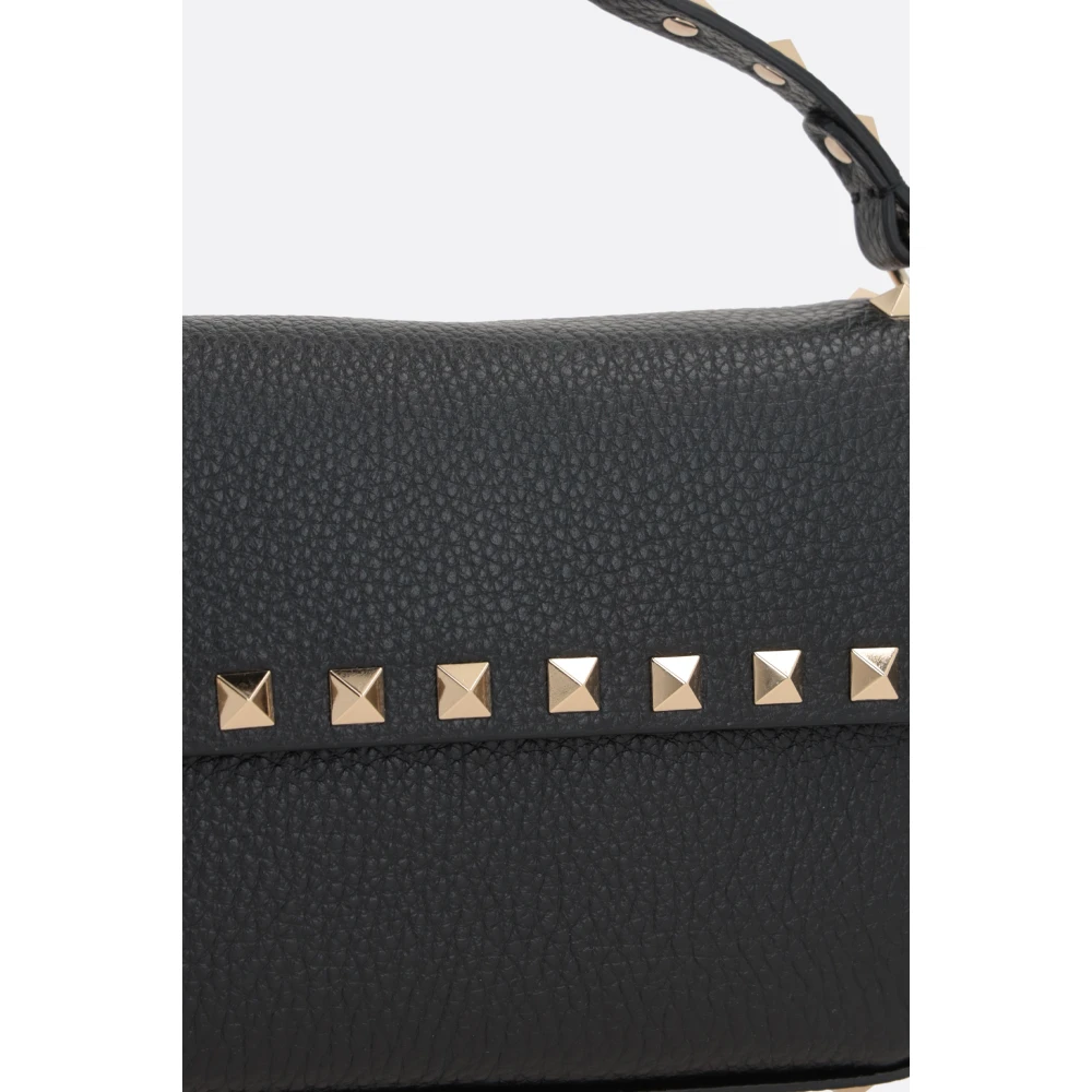 Valentino Garavani Zwarte leren schoudertas met studs Black Dames