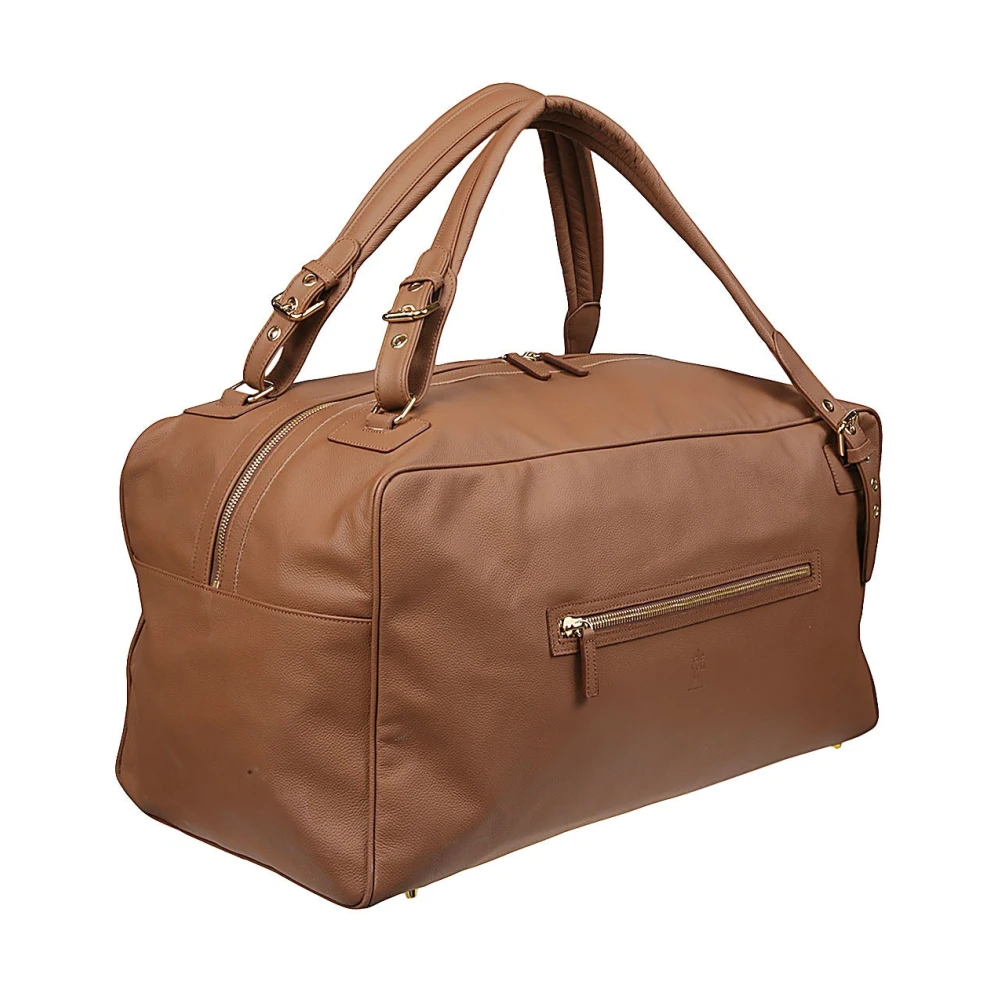Eleventy Fluweel Effect Leren Reistas Rugzak Brown Unisex