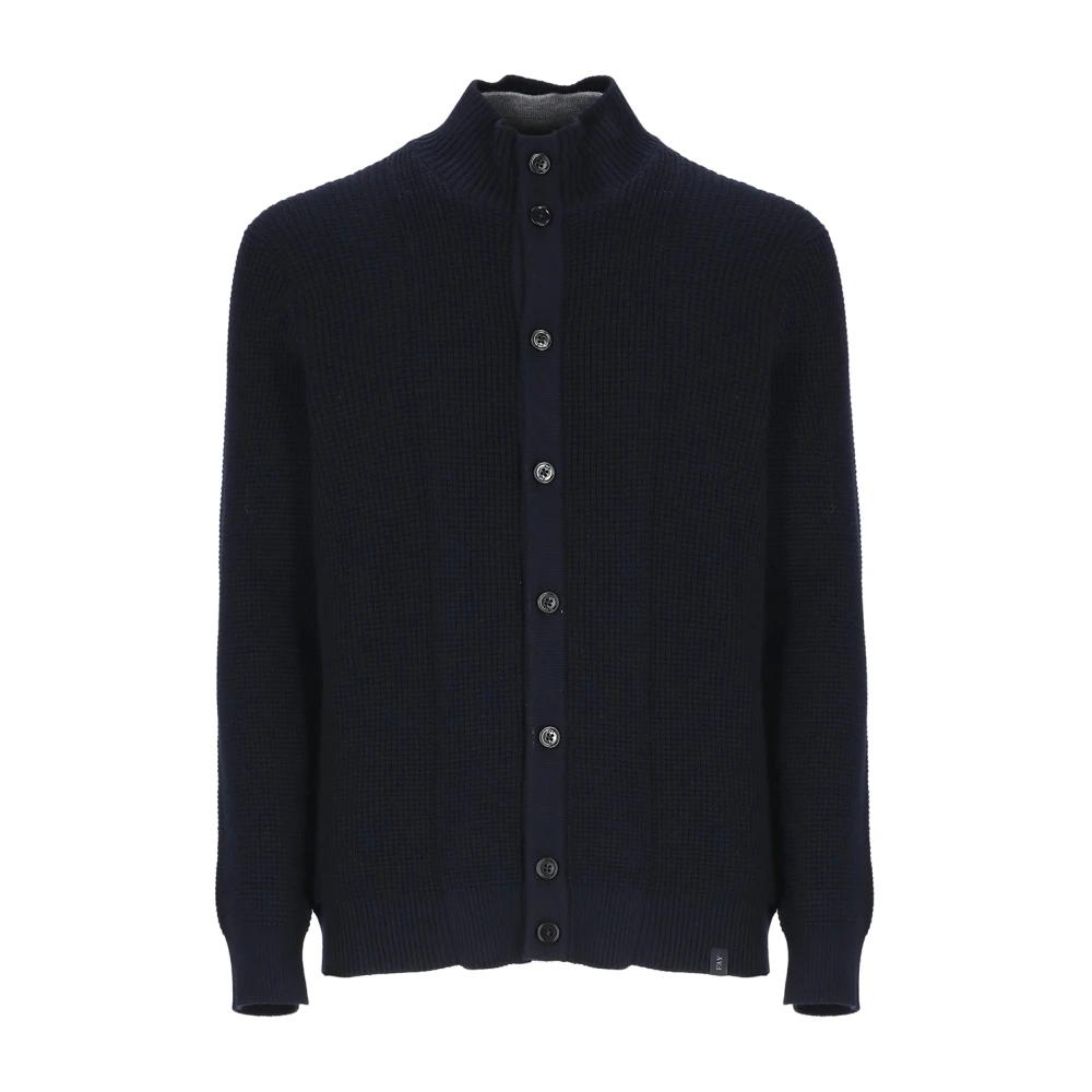 Fay Navy Blauwe Wollen Vest met Hoge Kraag Blue Heren