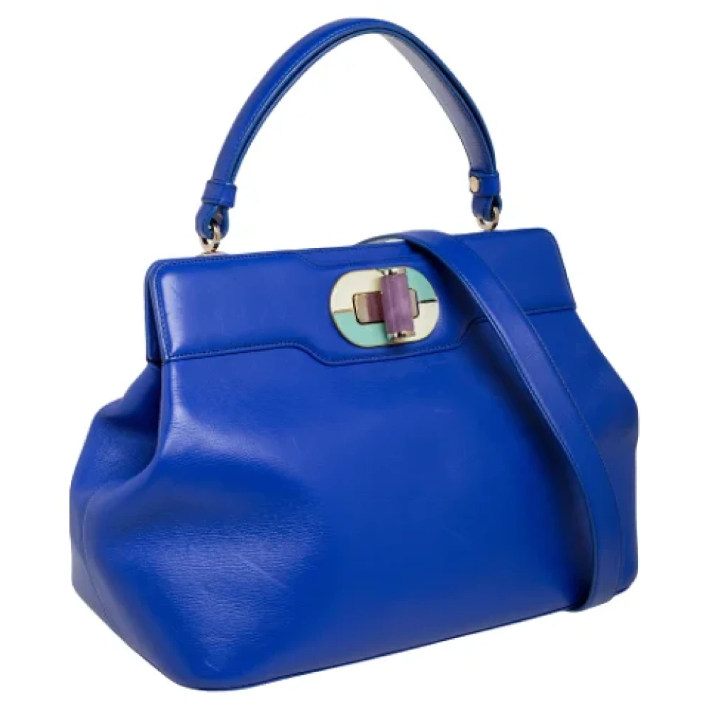 Bvlgari Vintage Pre-owned Leather handbags Blue Dames