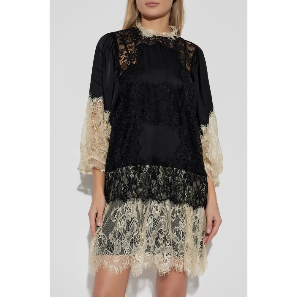 Munthe Kanten jurk Black Dames