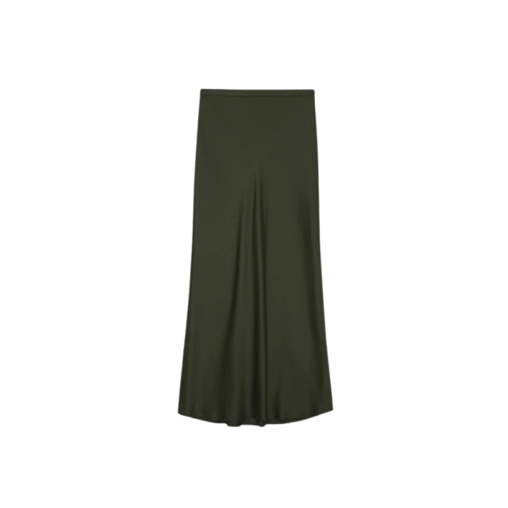 Anine Bing Zijden Olijfgroene Midi Rok Green Dames