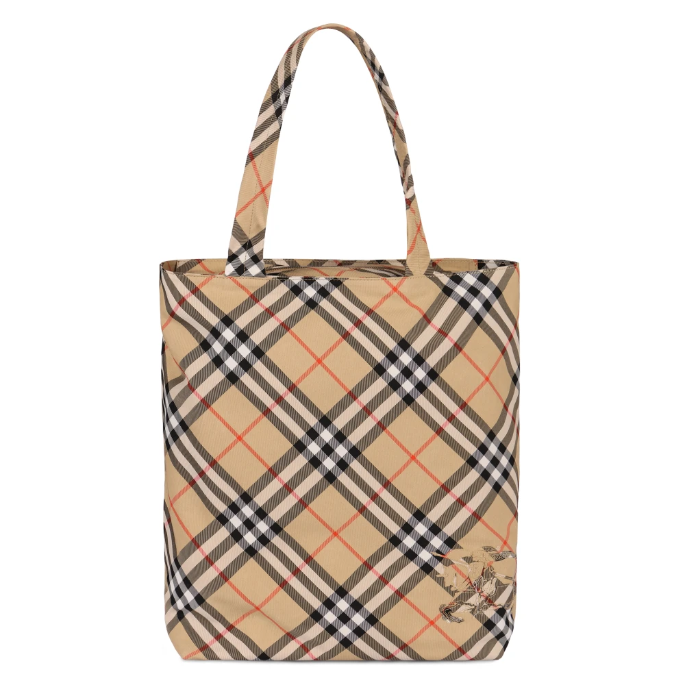 Burberry Geruite Stoffen Tote Tas met Rits Beige Heren