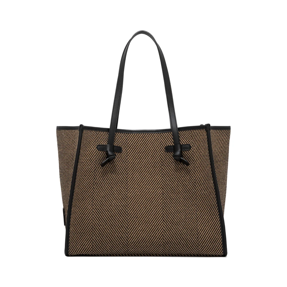 Gianni Chiarini Visgraat Shopper met Leren Accenten Beige Dames