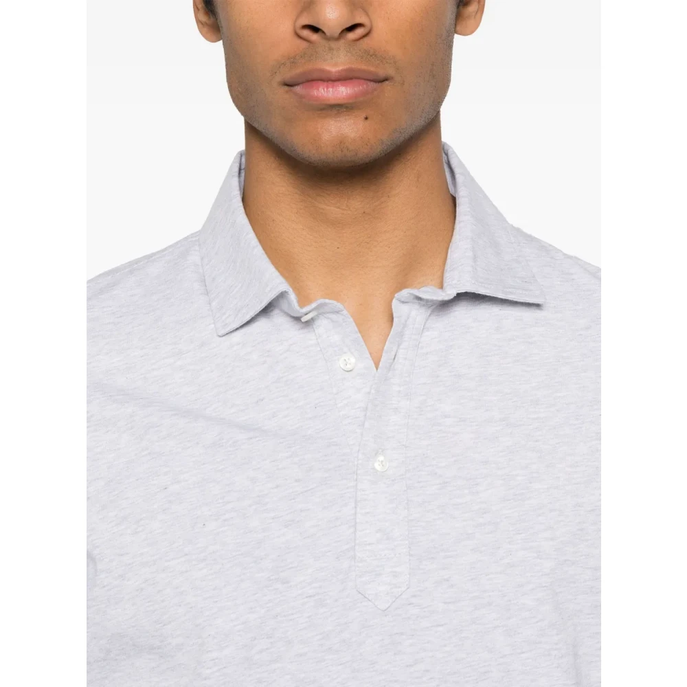 BRUNELLO CUCINELLI Lichtgrijze Gelaagde Korte Mouw Polo Gray Heren