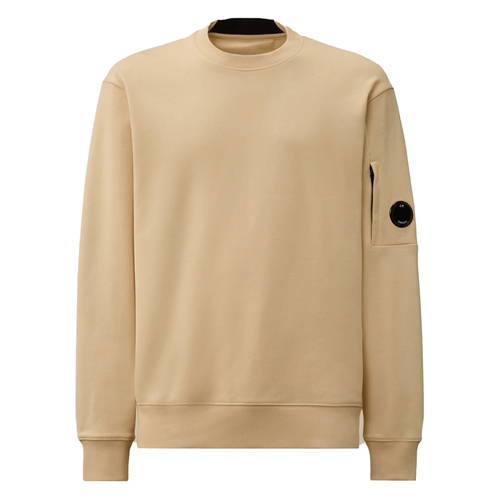 C.p. Company Men's Beige Diagonal Raised Fleece Crewneck Sweatshirt