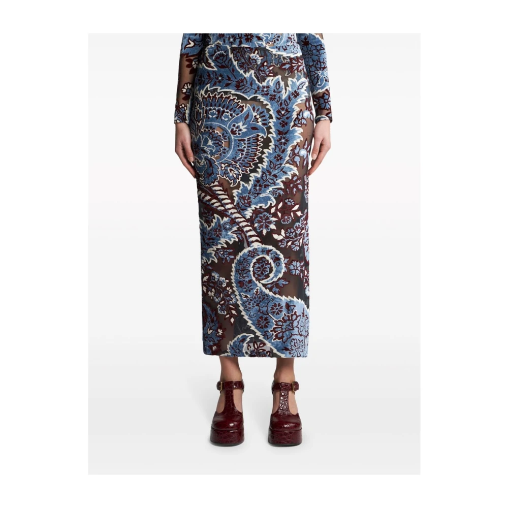 ETRO Paisley Jacquard Midi Rok Multicolor Dames