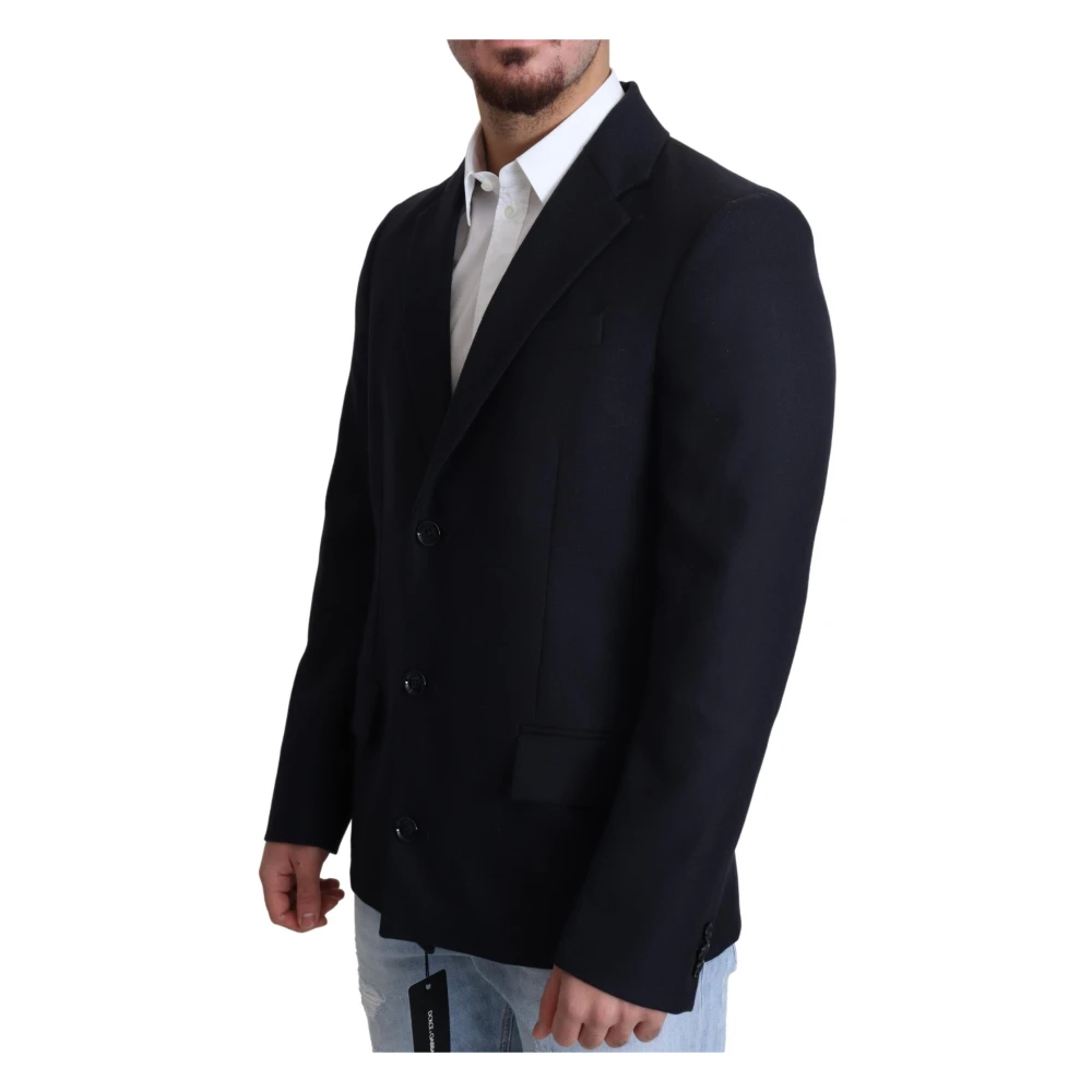 Dolce & Gabbana Elegante donkerblauwe wollen jas Blue Heren
