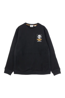 Svart Lättvikts Crewneck Sweatshirt med Kangaroo Ficka
