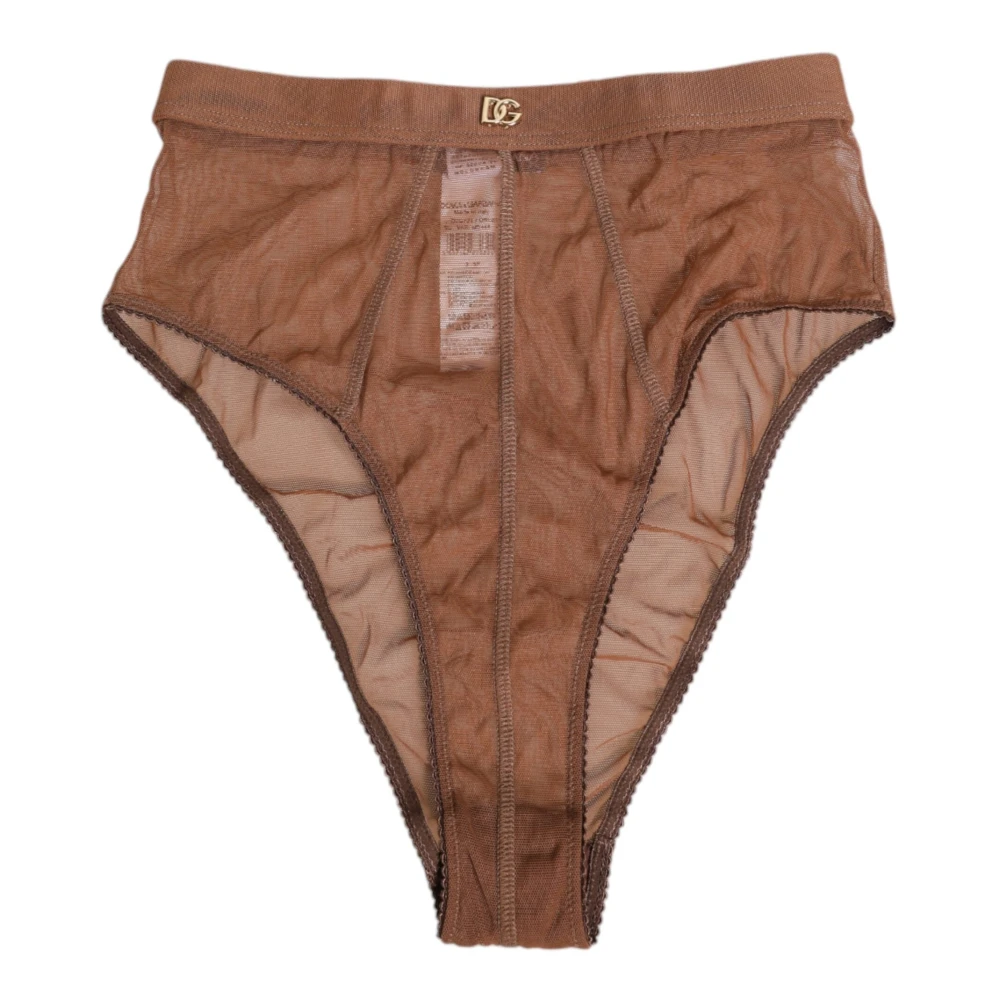 Dolce & Gabbana Women's Brown Sheer Mesh High Waist Briefs - Underpants - S - Underwear
