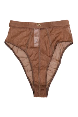 Brun Genomskinlig Mesh Hög Midja Briefs