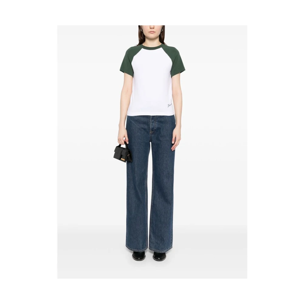 Jacquemus Witte Crew Neck Logo Patch T-shirt White Dames