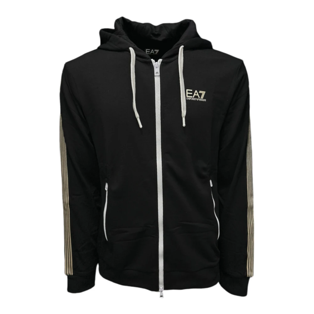 Emporio Armani EA7 Zwarte hoodie met gouden logo Black Heren