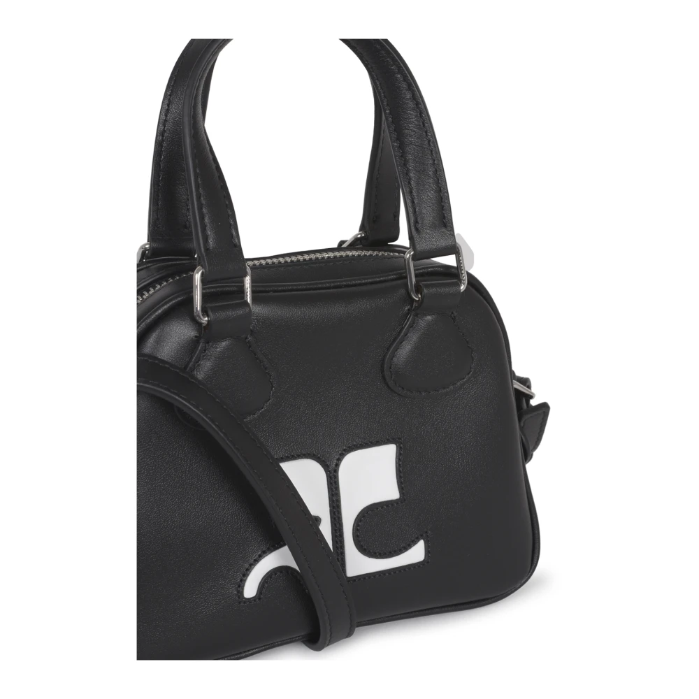 Courrèges Zwarte Leren Bowlingtas Black Dames