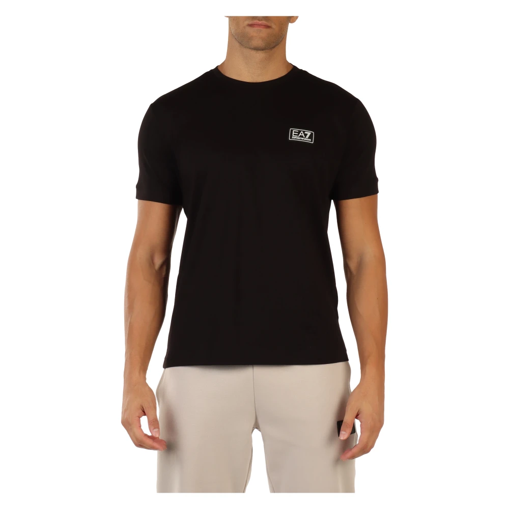 Emporio Armani EA7 Katoenen T-shirt met Achterkant Logo Print Black Heren