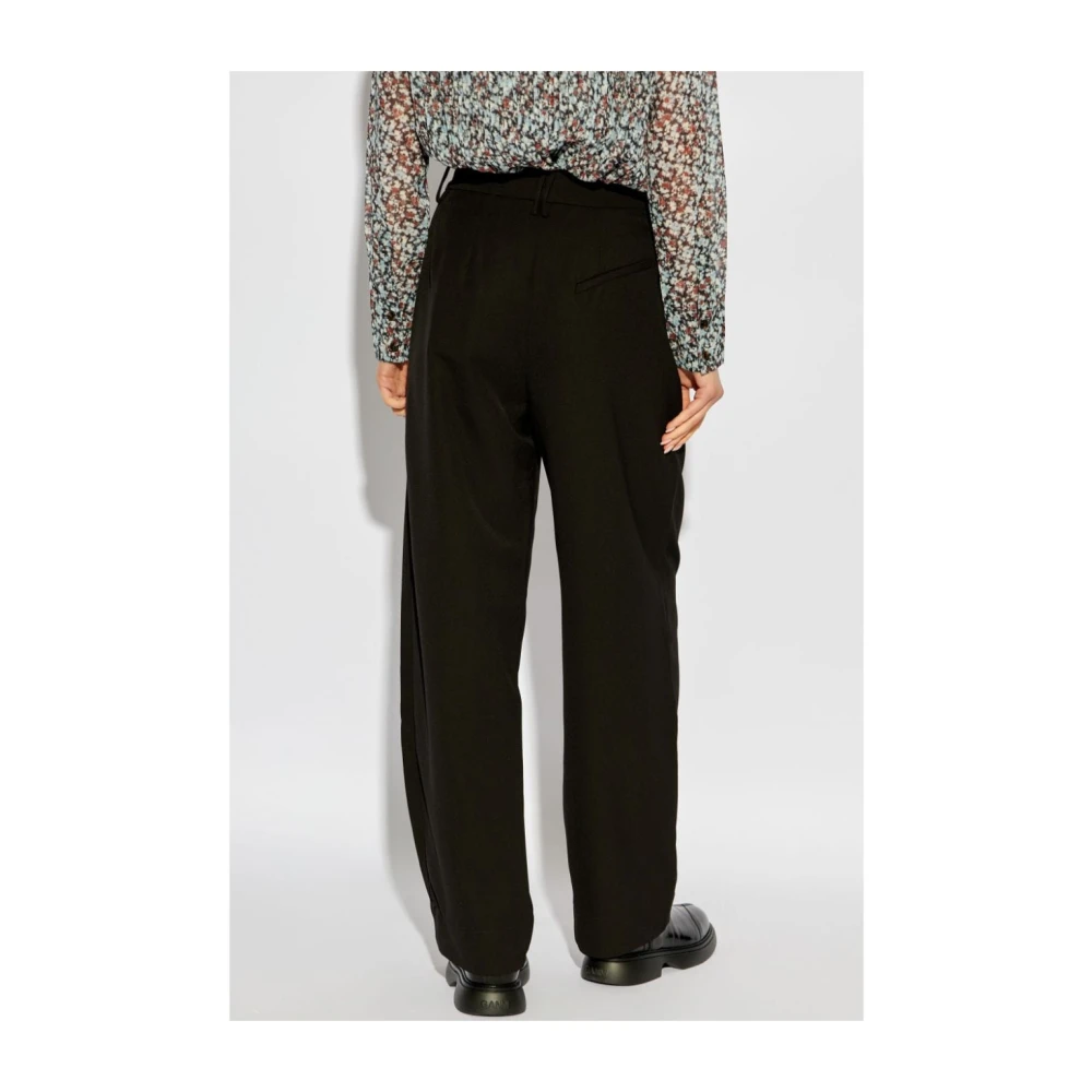 Ganni Zwarte Broek Met Rechte Pijpen Black Dames