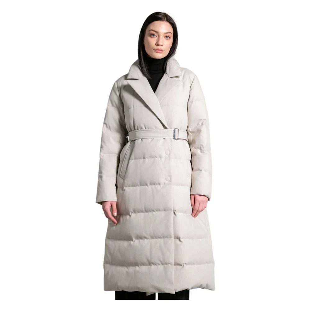 Duno Gewatteerde dubbele jas in beige Dames