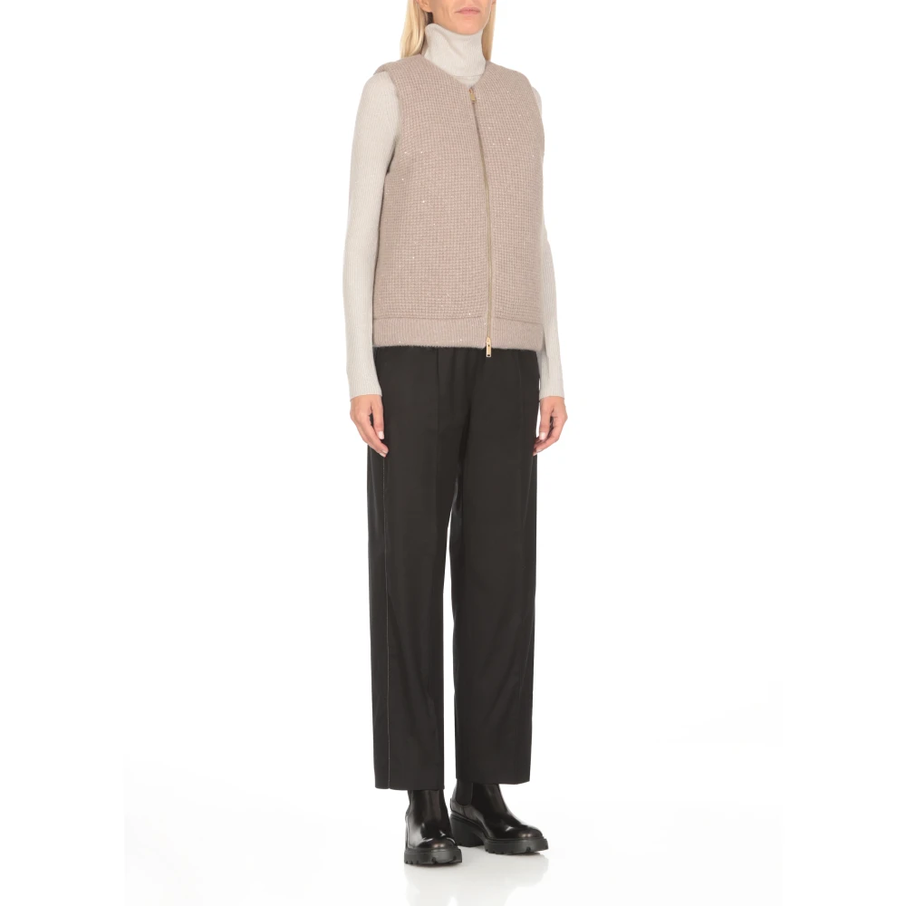 Fabiana Filippi Grijze Wollen Gilet met Pailletten Gray Dames