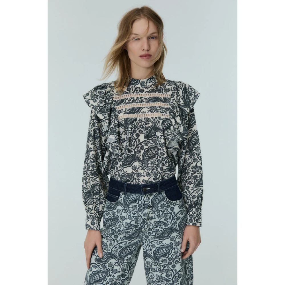 The New Society Majestic Paisley Blouse Set Blue Dames