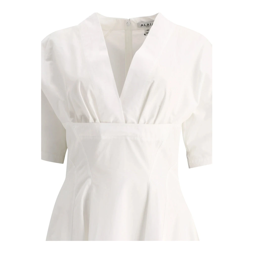 Alaïa Witte Katoenen Midi Jurk White Dames