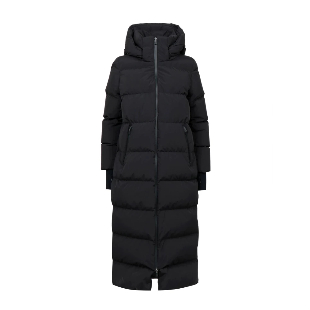 Herno Donna Nero Parka Lungo Con Cappuccio