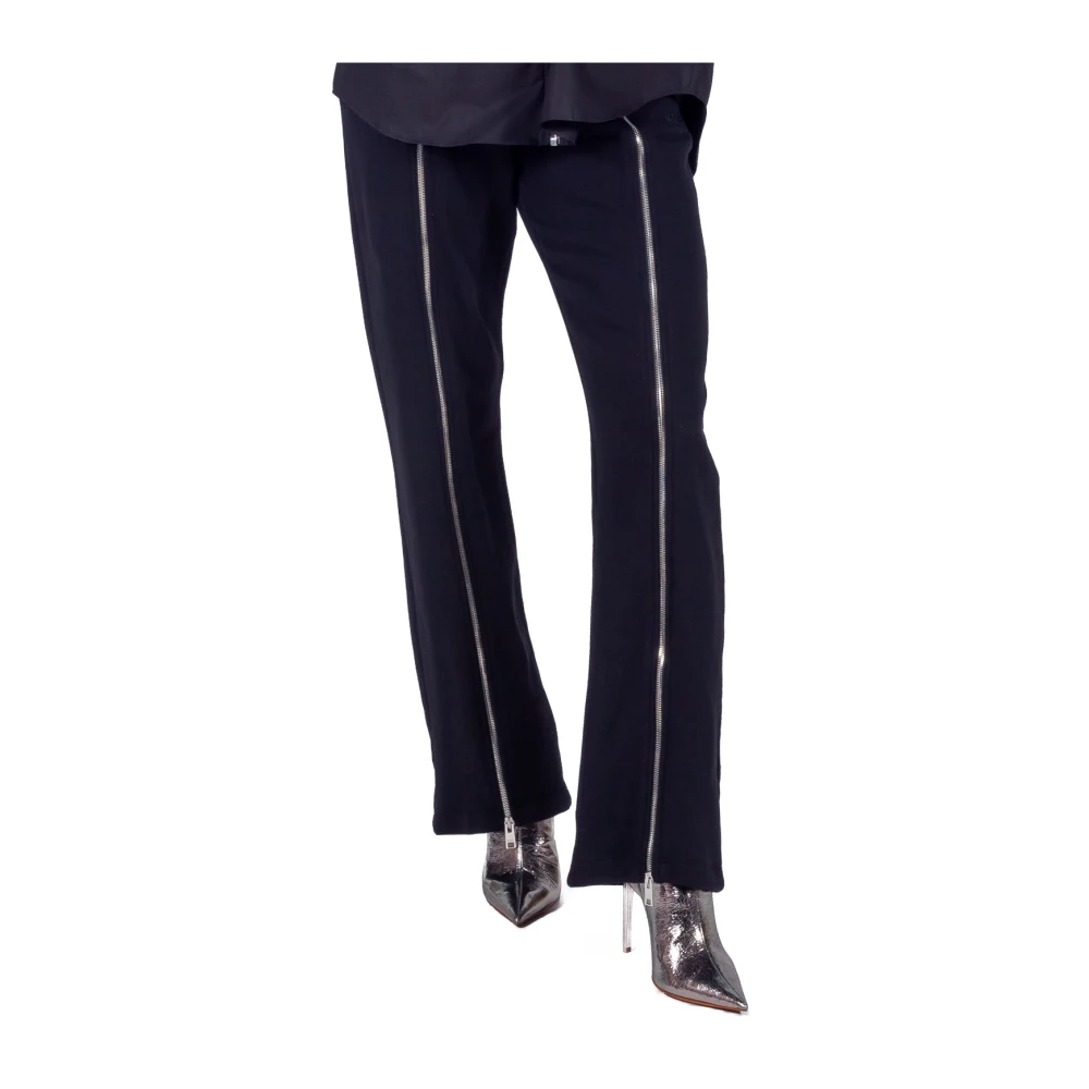 Msgm Zwarte Zip Vent Sweatpants Katoen Italië Black Dames