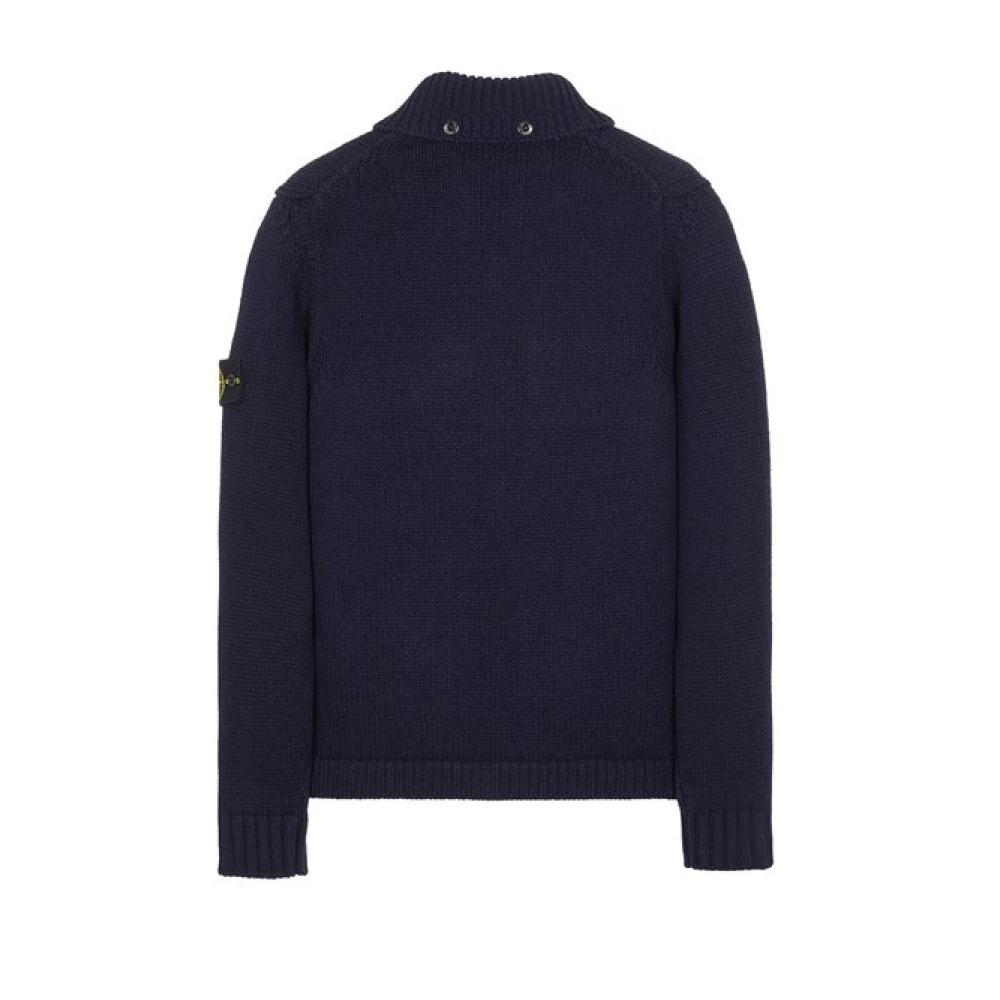 Stone Island Wolmix Cardigan Jacket Blue Heren