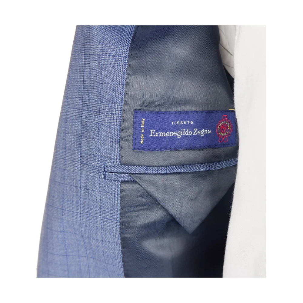 Made in Italia Blauw Wol Virgin Suit Drop 7 Blue Heren