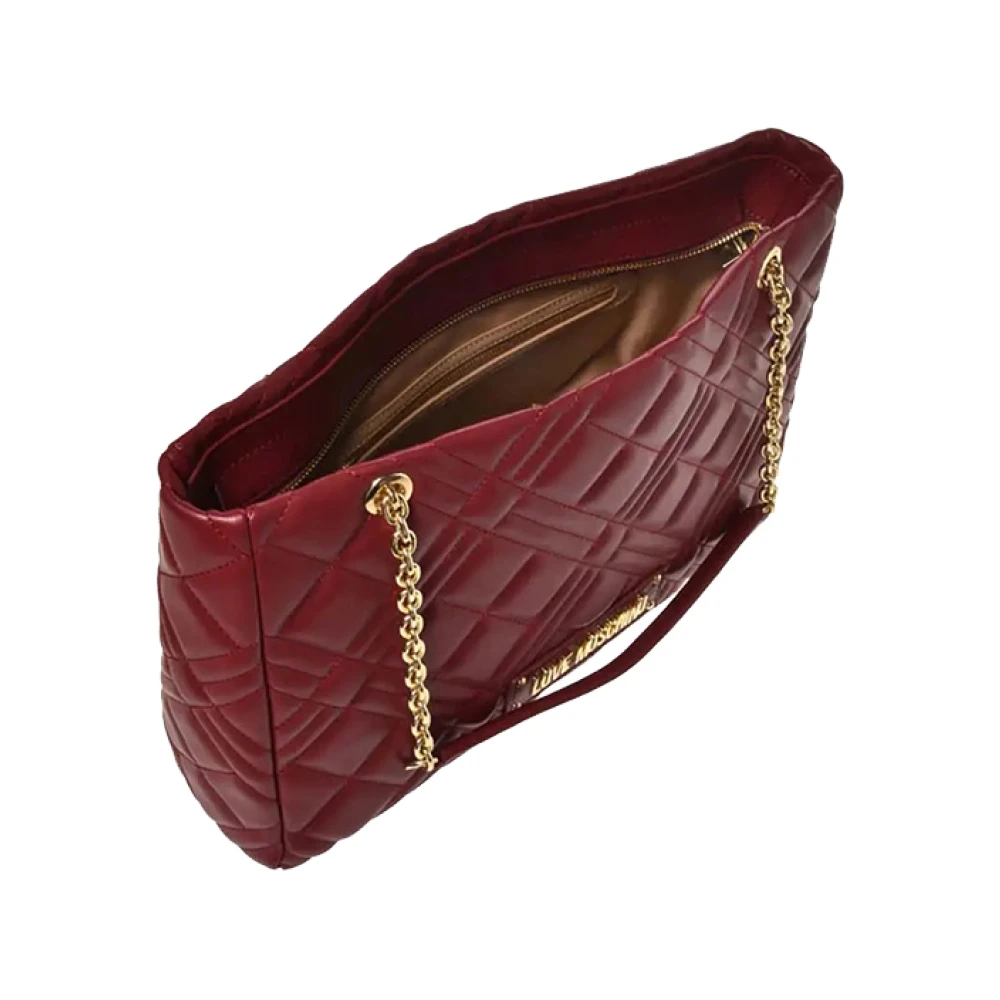 Moschino Rode Leren Shopper Tas Red Dames