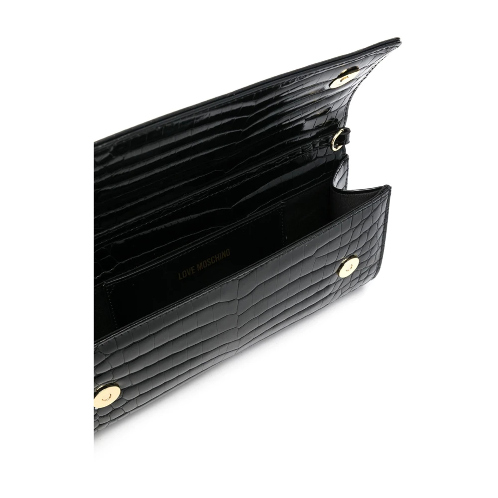 Love Moschino Zwarte Croco Schoudertas Black Dames