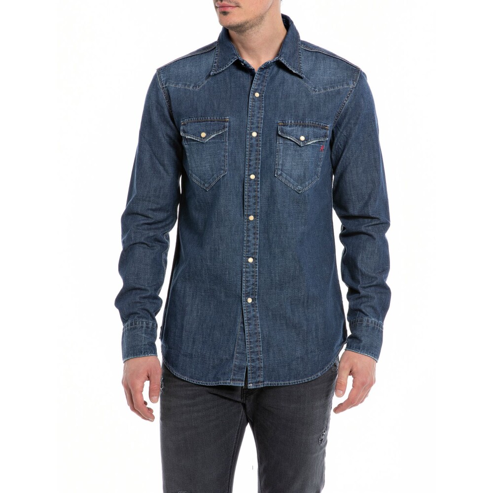 Camisa jeans hot sale replay