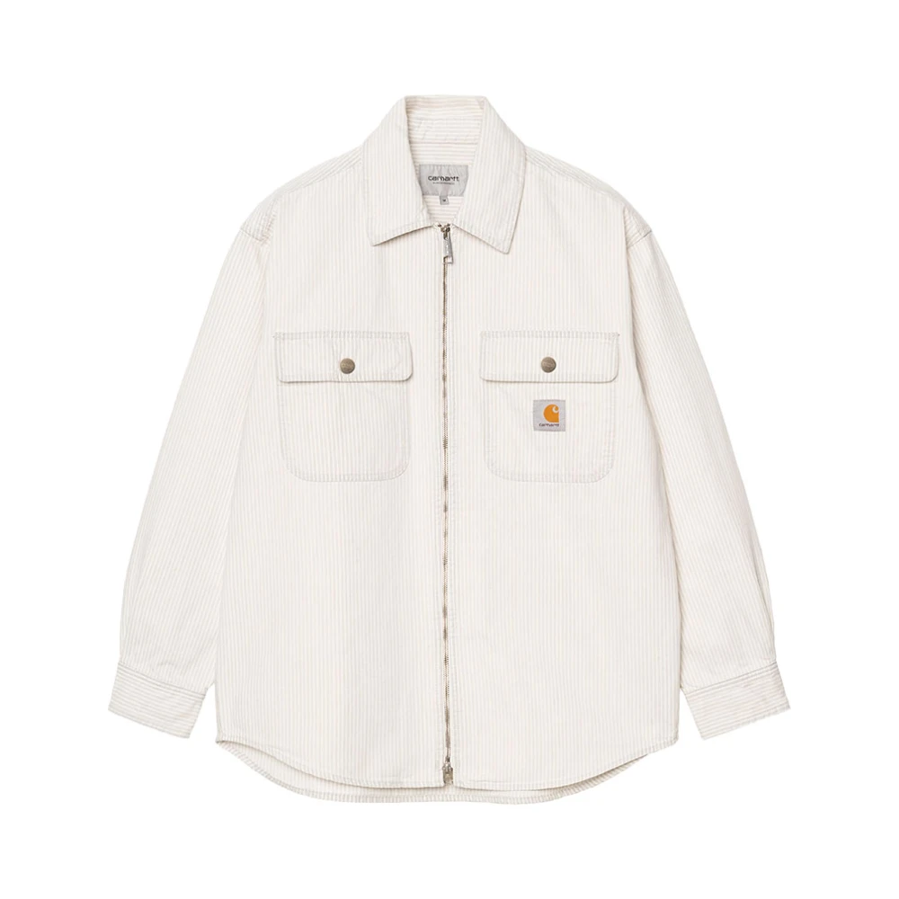 Carhartt Wip Men's Gray Light Jackets, M, Mercer Stripe Shirt Jacket