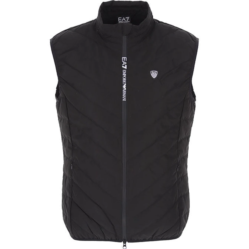 Emporio Armani EA7 Zwarte Mouwloze Donsvest Met Ritssluiting Black Heren