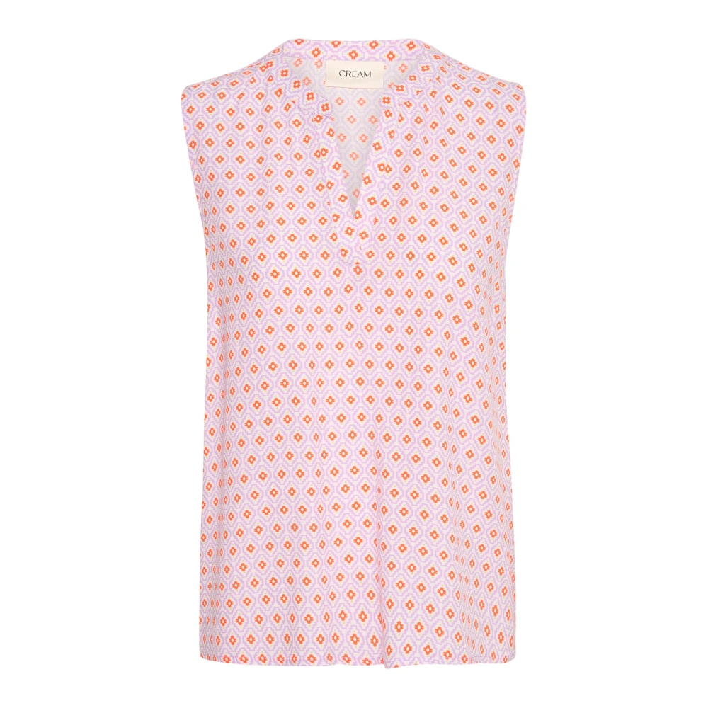 Cream Geometrisch Print Mouwloze Top Multicolor Dames