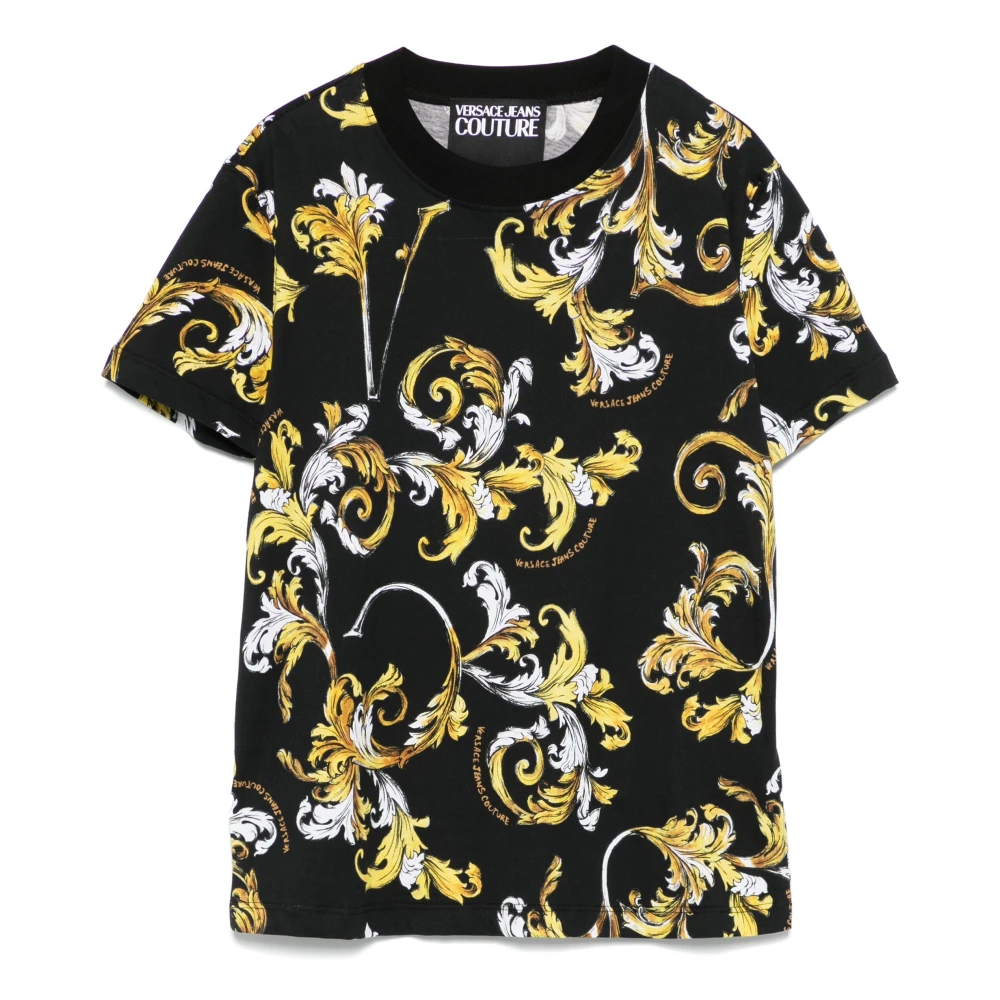 Versace Jeans Couture Zwart Goud Barocco T-Shirt Multicolor Dames