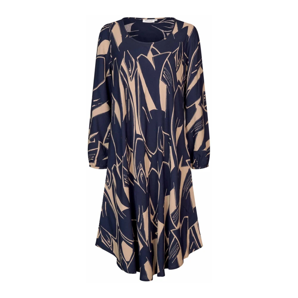 Masai Abstract Print Jurk Navy Blauw Multicolor Dames