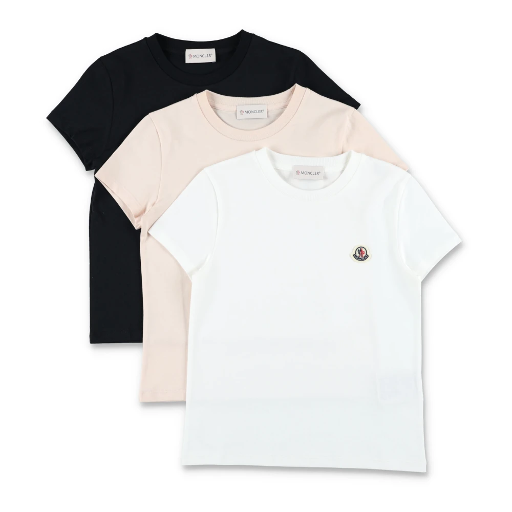 Moncler Girls Multicolor Pack Of Three Logo Patch T-Shirt