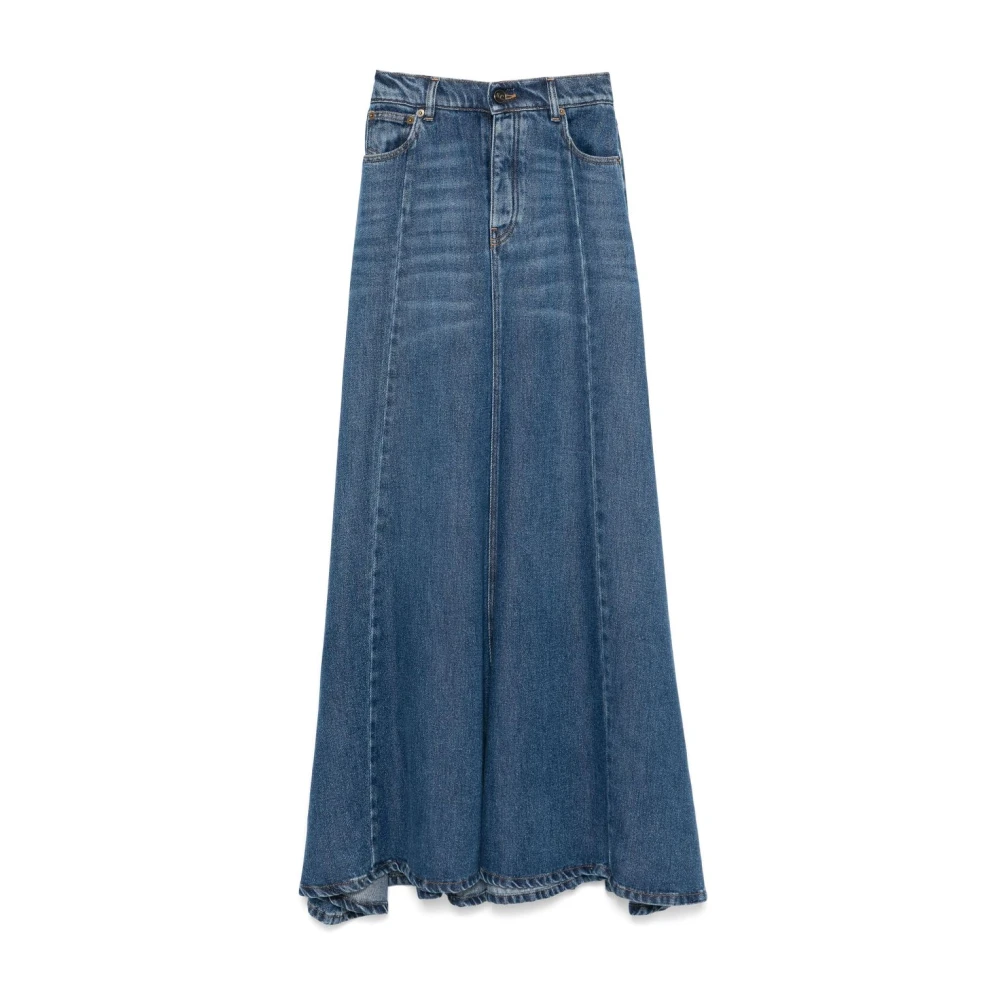 Semicouture Indigo Blauwe Knoopsluiting Rok Blue Dames
