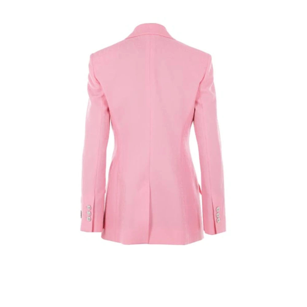 Versace Roze Jacquard Jas met Medusa Knopen Pink Dames