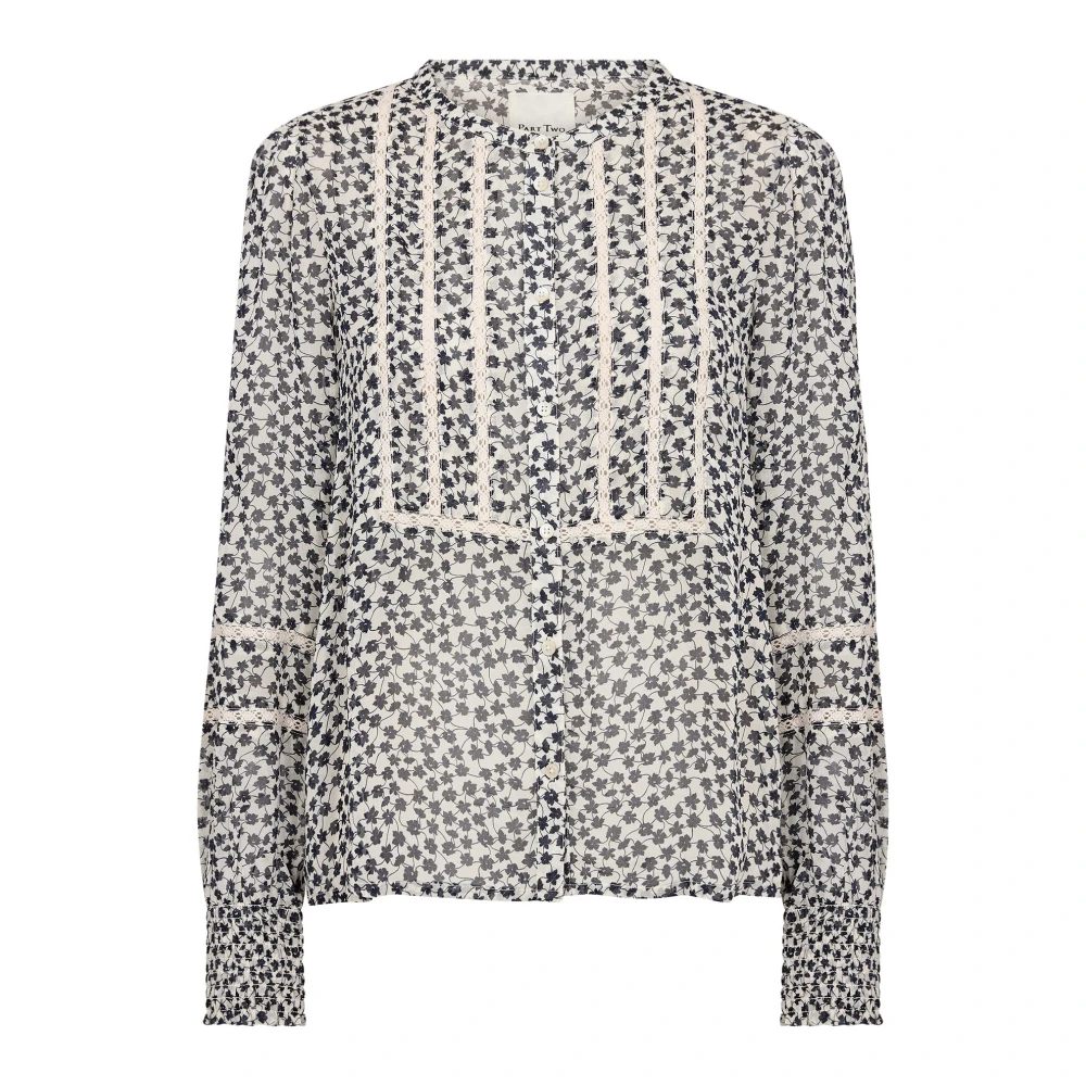 Part Two Navy Mini Raster Bloemenblouse Multicolor Dames