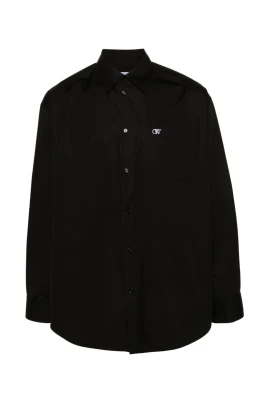 Svart Poplin Skjorta med Logotyp