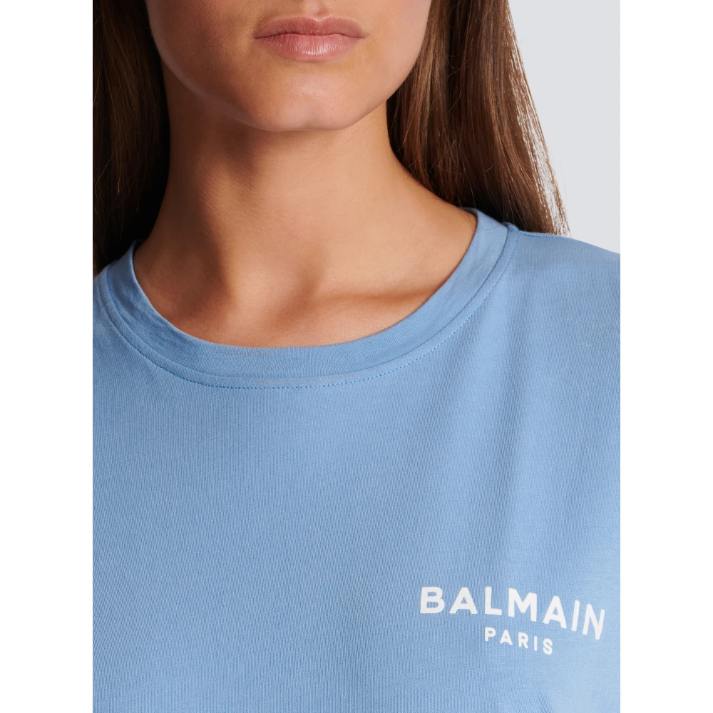 Balmain Flock T-shirt Blue Dames